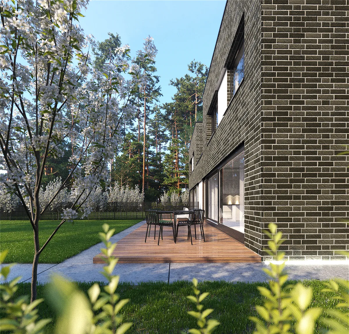 architectural renders of modern house terrace made with 3ds Max and Corona render - 01